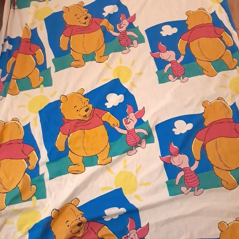 Vintage Winnie The Pooh Twin Sheet Set Fitted & Flat Piglet Disney clouds 1990s